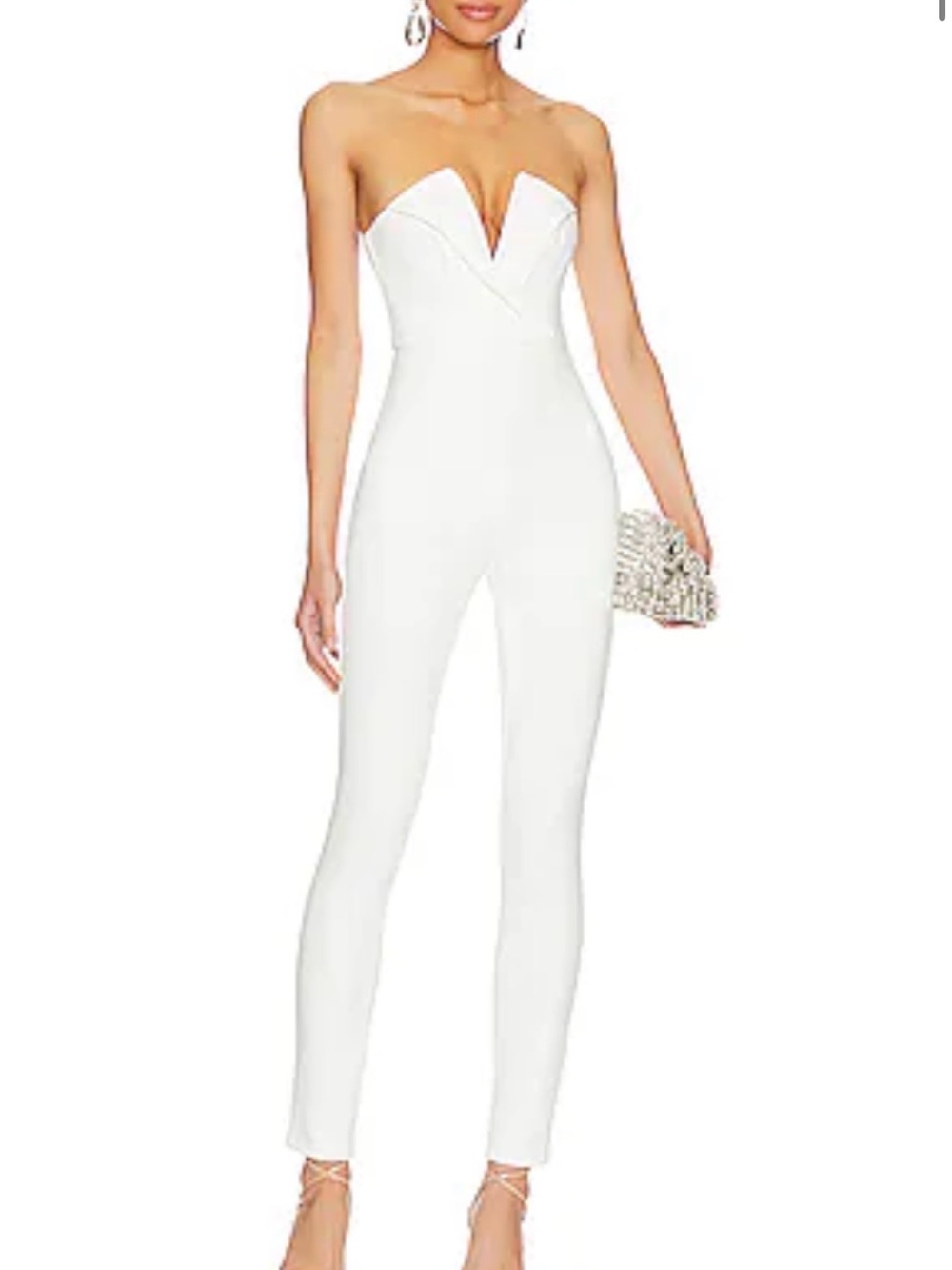 superdown White Strapless Sweetheart Jumpsuit